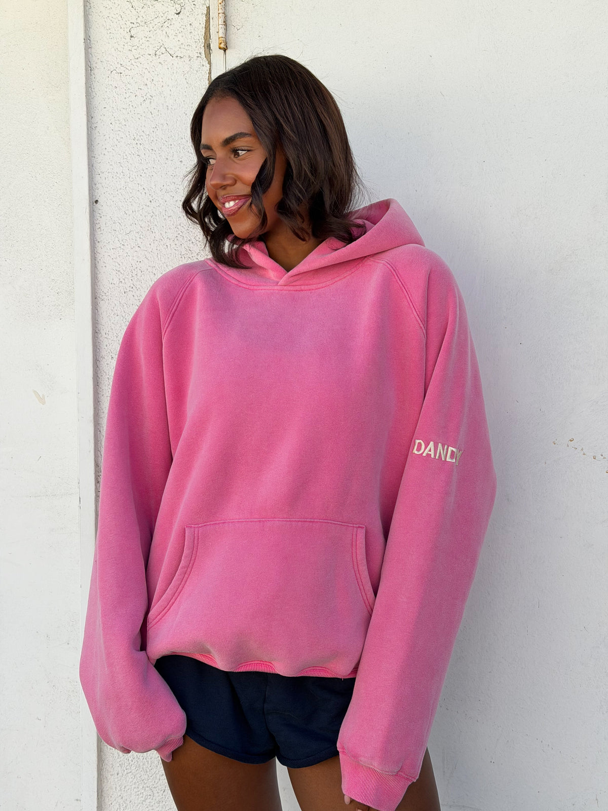 Basics Oversized Lux Hoodie in Vintage Washed Pink
