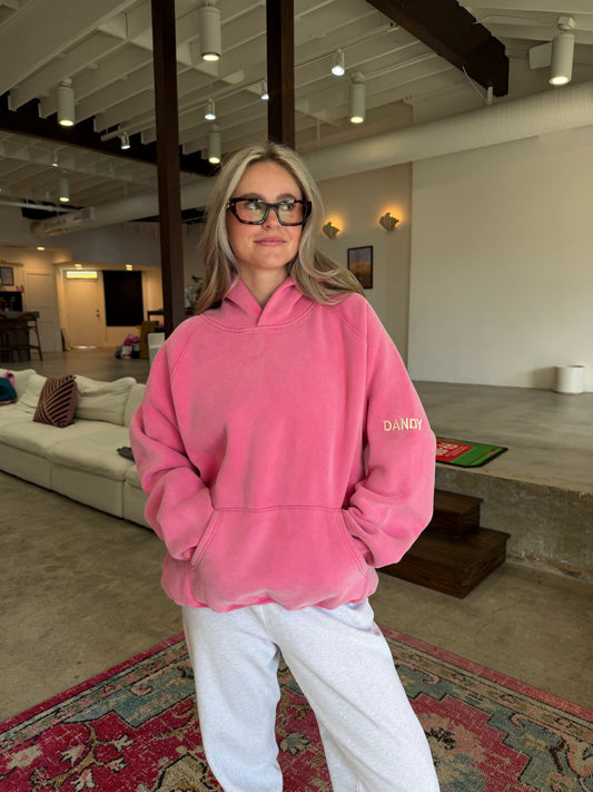 Basics Oversized Lux Hoodie in Vintage Washed Pink