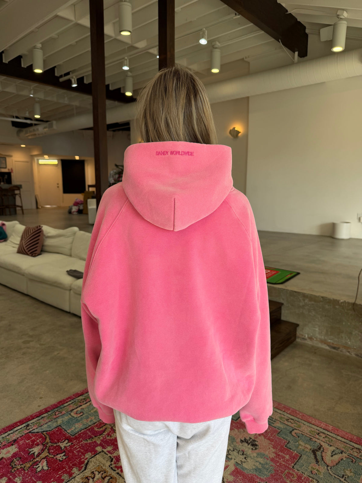 Basics Oversized Lux Hoodie in Vintage Washed Pink