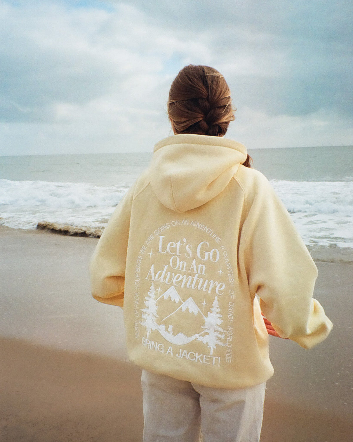 Lets Go On An Adventure Oversized Lux Hoodie in Butter Yellow