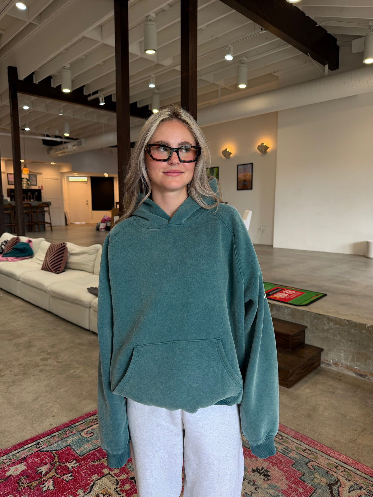 Basics Oversized Lux Hoodie in Pine Green