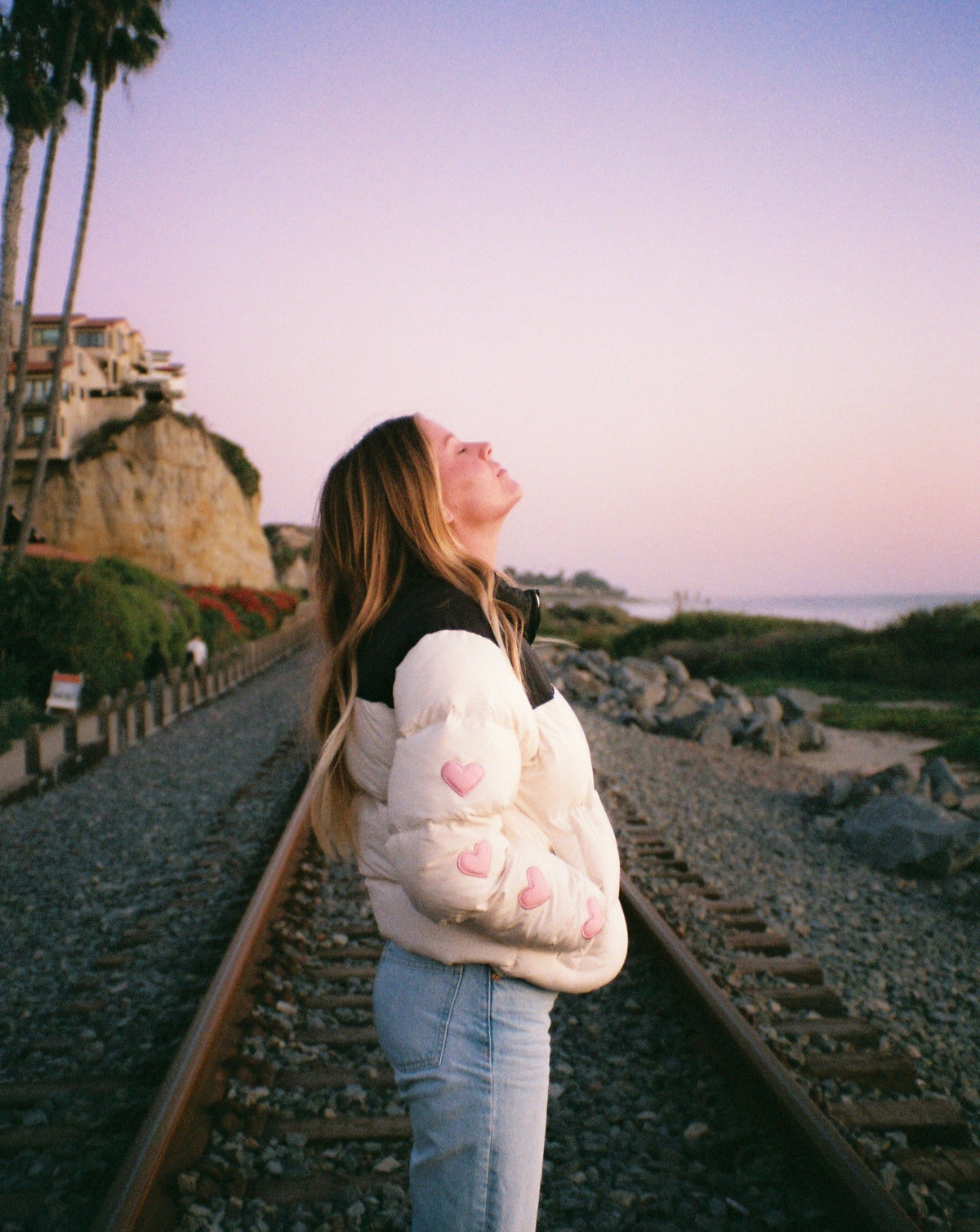 Heart on My Sleeve Puffer Jacket in Cream