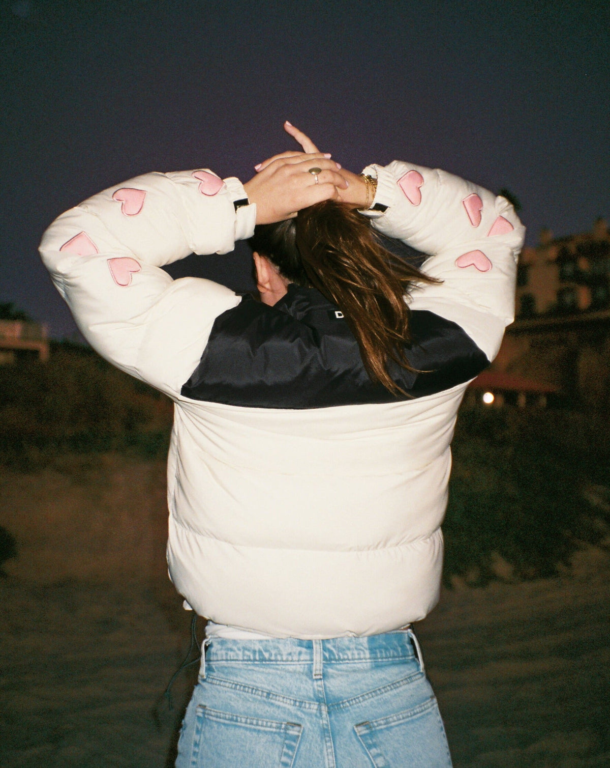 Heart on My Sleeve Puffer Jacket in Cream