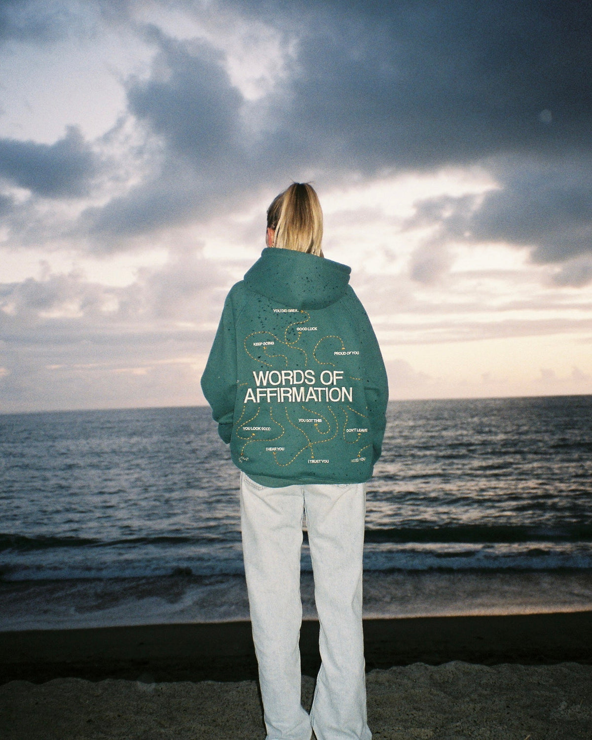 Words of Affirmation Oversized Lux Hoodie in Green