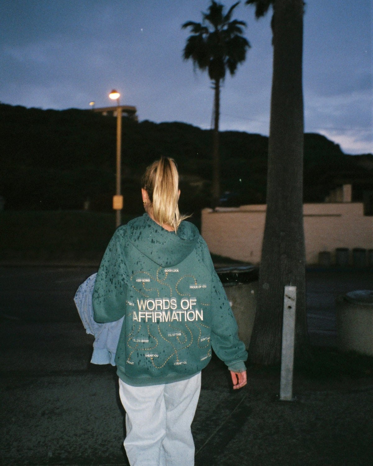 Words of Affirmation Oversized Lux Hoodie in Green