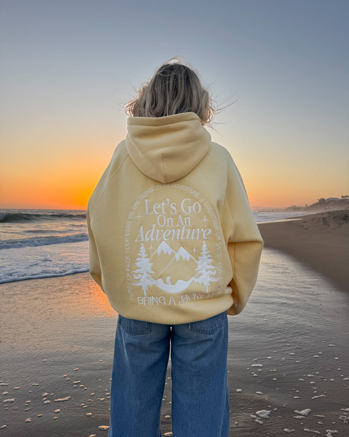 Lets Go On An Adventure Oversized Lux Hoodie in Butter Yellow