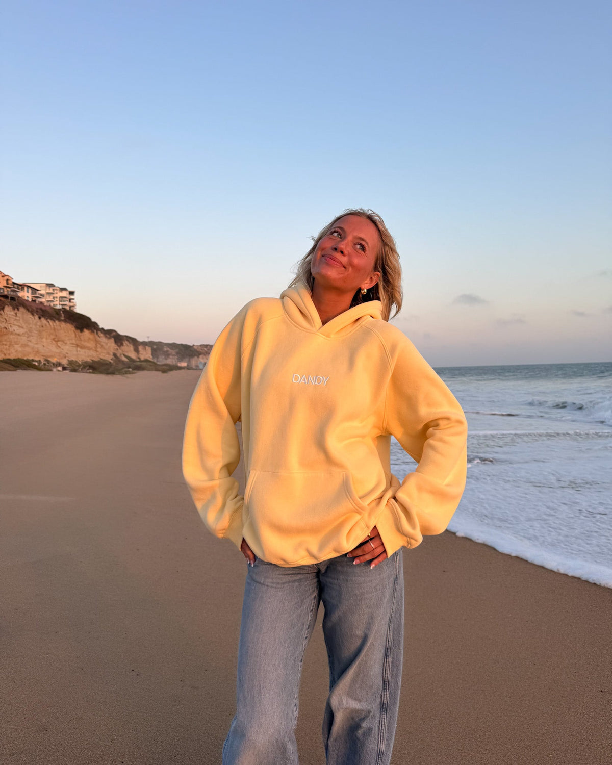 Lets Go On An Adventure Oversized Lux Hoodie in Butter Yellow