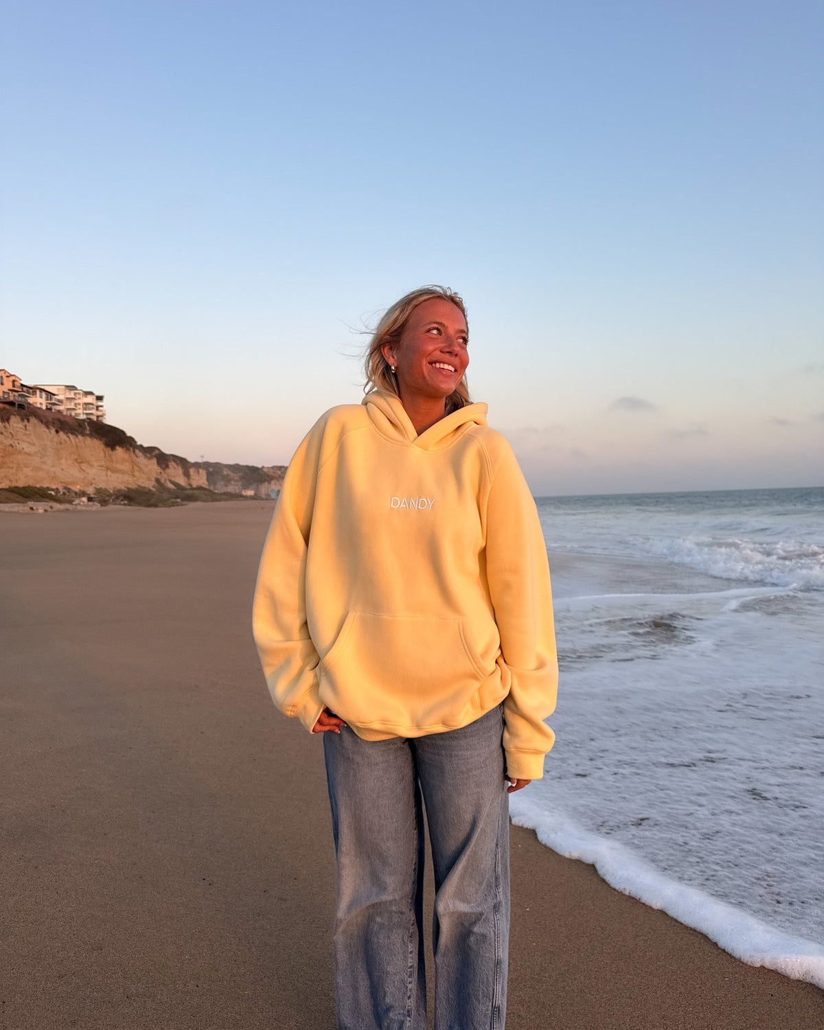 Lets Go On An Adventure Oversized Lux Hoodie in Butter Yellow
