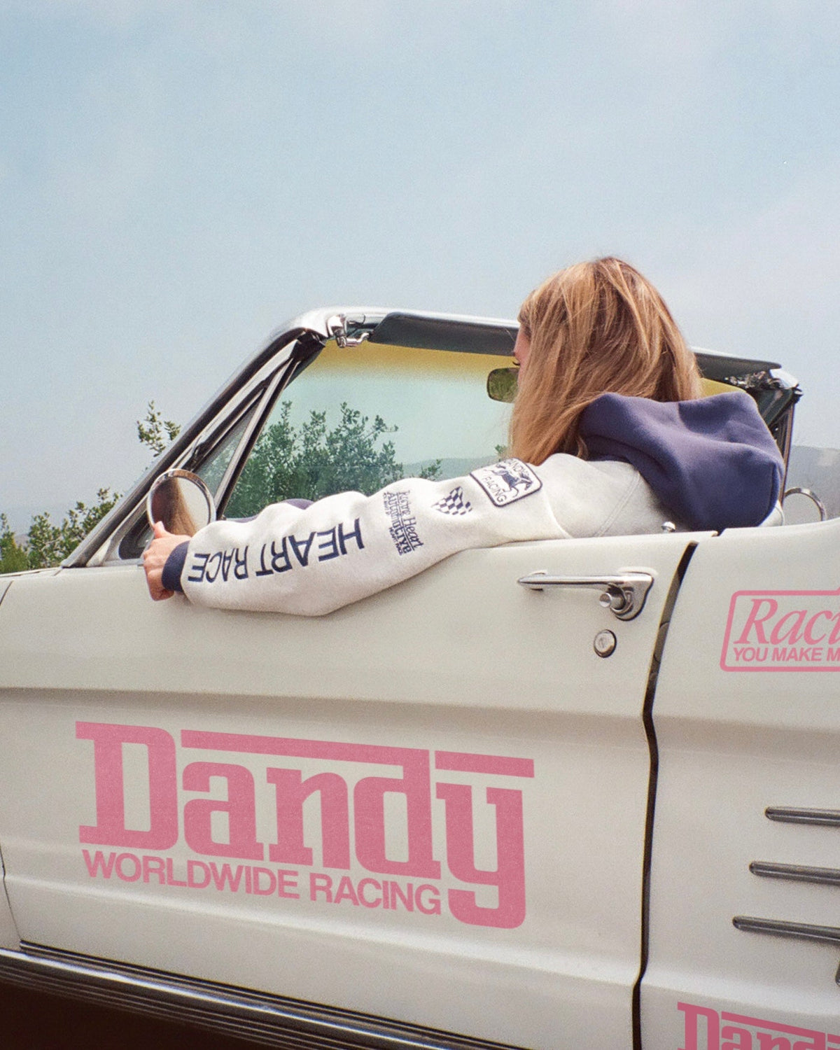 Racing Heart Oversized Lux Hoodie in Blue