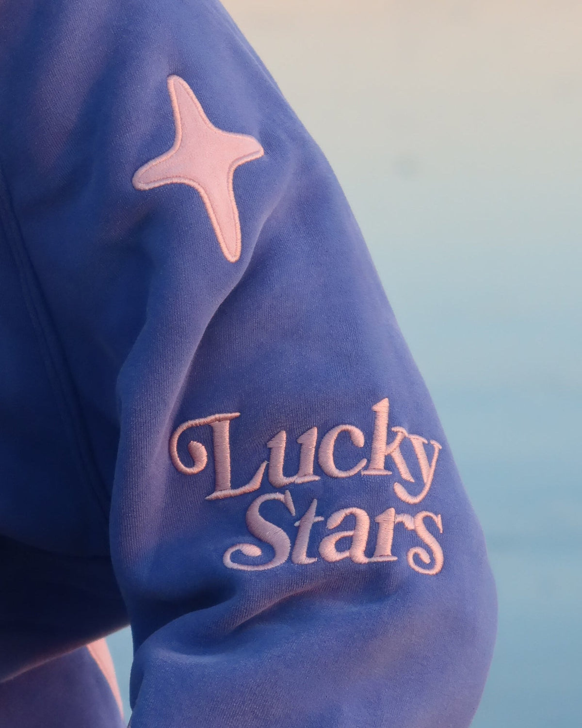 Lucky Stars Oversized Lux Hoodie in Vintage Washed Blue