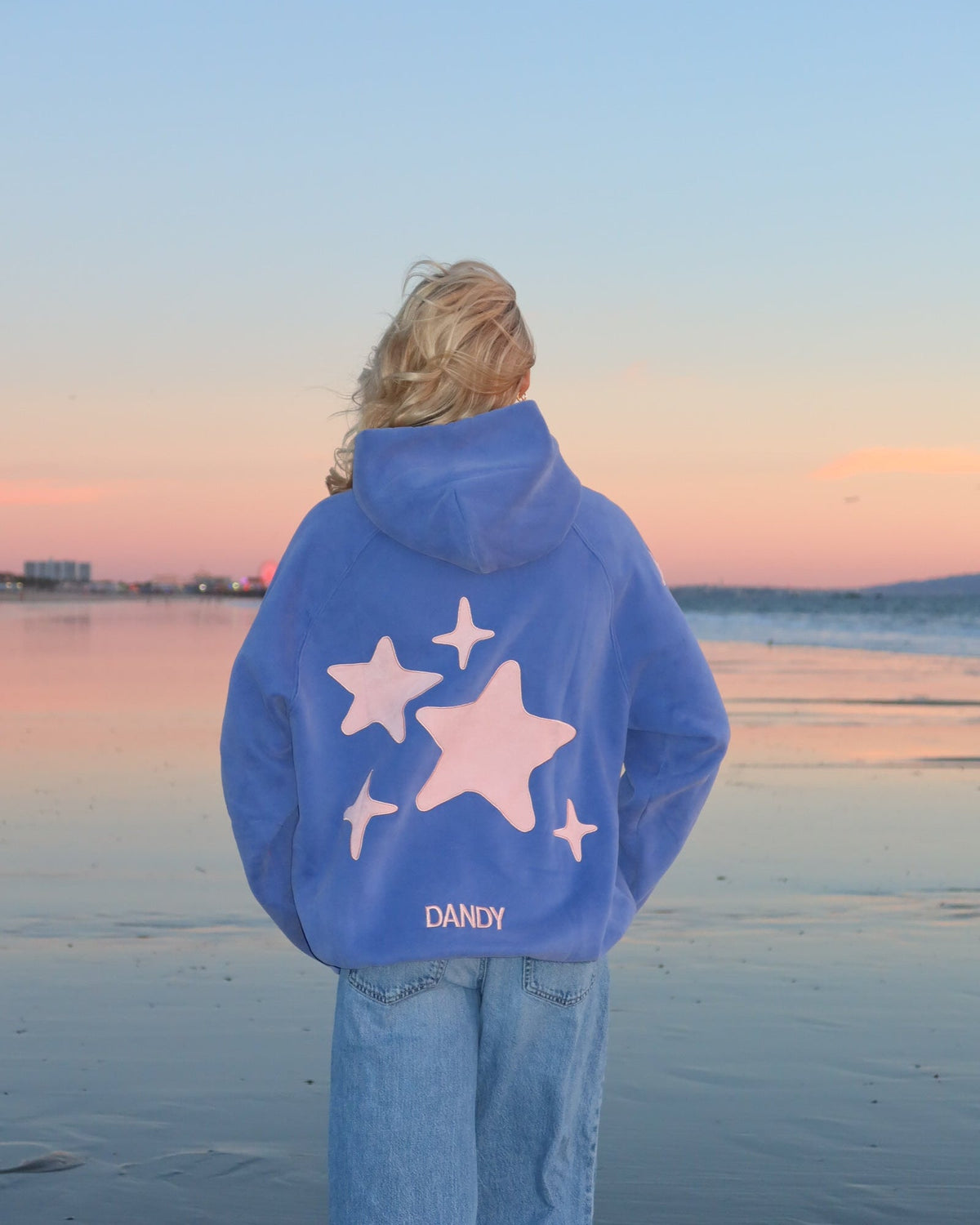 Lucky Stars Oversized Lux Hoodie in Vintage Washed Blue