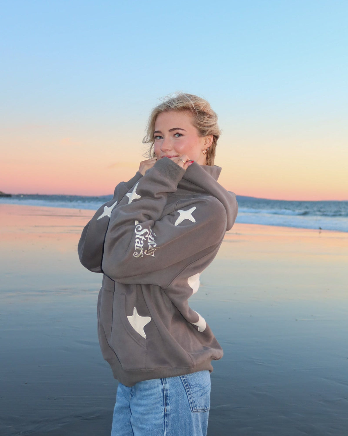 Lucky Stars Oversized Lux Hoodie in Dark Gray
