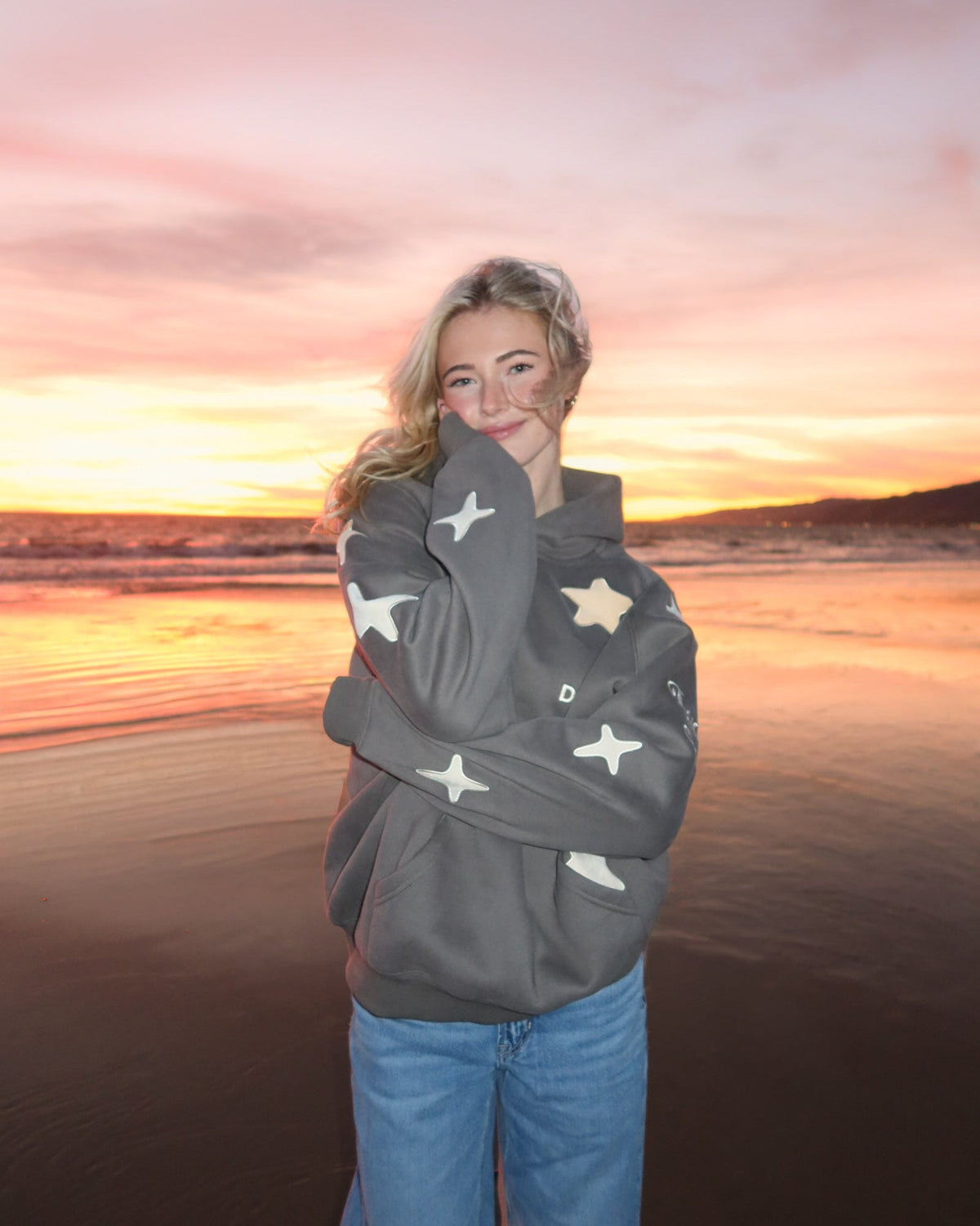 Lucky Stars Oversized Lux Hoodie in Dark Gray