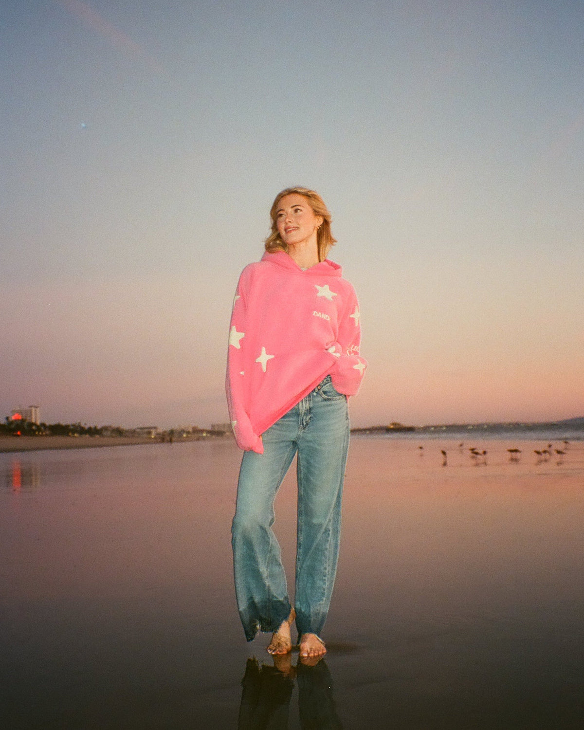 Lucky Stars Oversized Lux Hoodie in Vintage Washed Pink