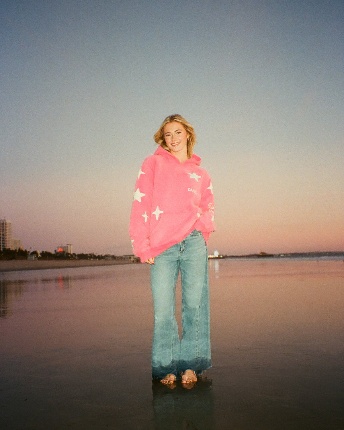 Lucky Stars Oversized Lux Hoodie in Vintage Washed Pink