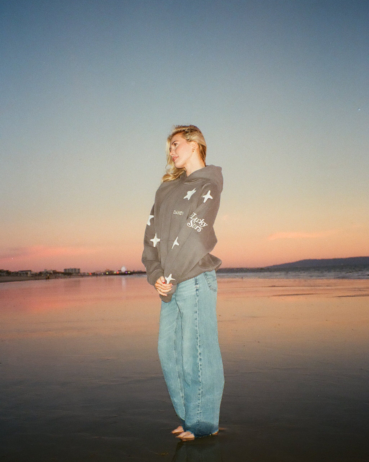 Lucky Stars Oversized Lux Hoodie in Dark Gray