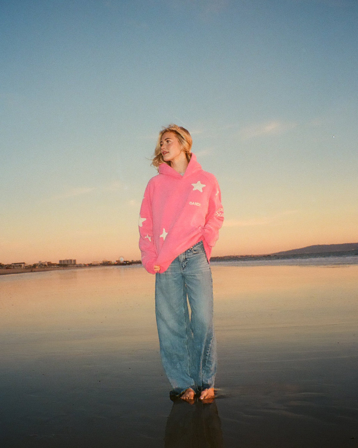 Lucky Stars Oversized Lux Hoodie in Vintage Washed Pink