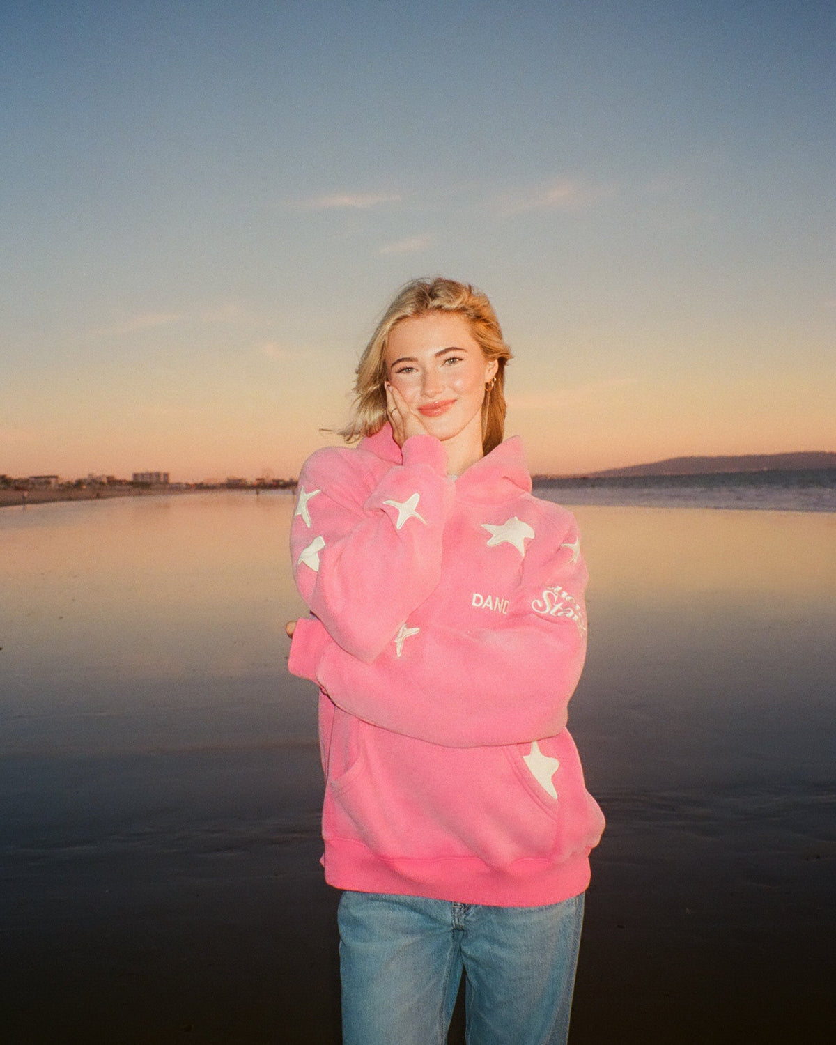 Lucky Stars Oversized Lux Hoodie in Vintage Washed Pink