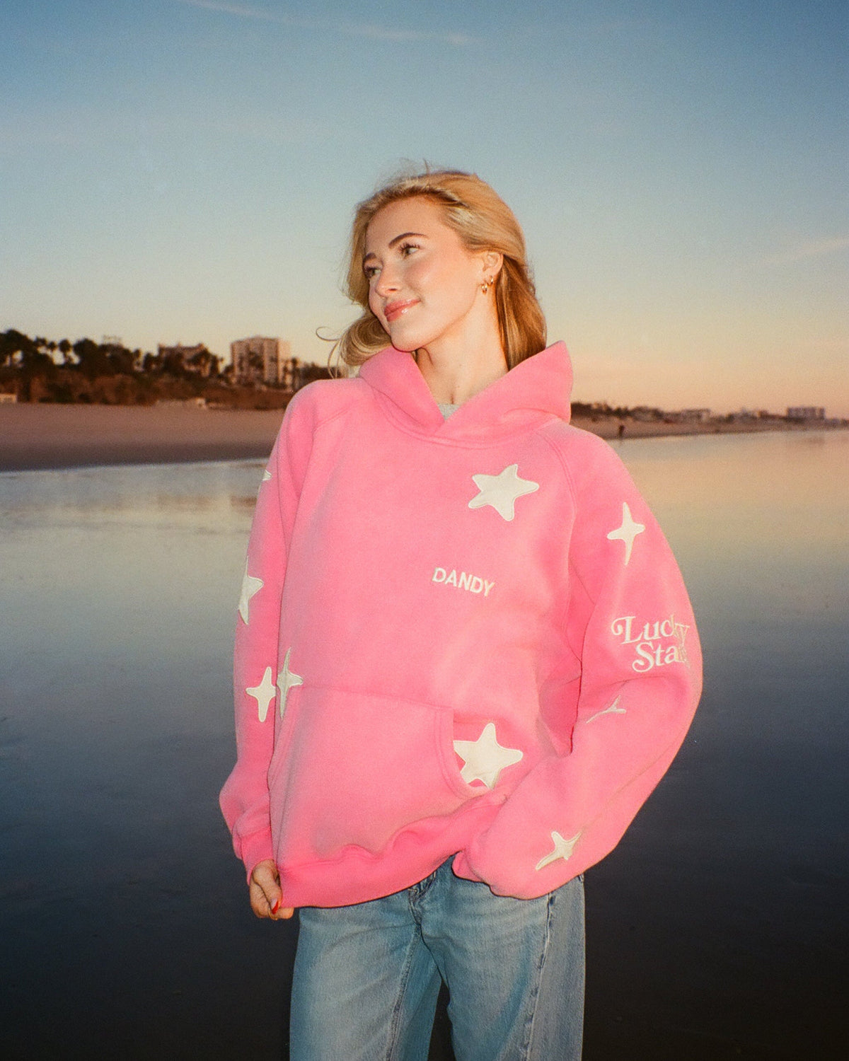 Lucky Stars Oversized Lux Hoodie in Vintage Washed Pink