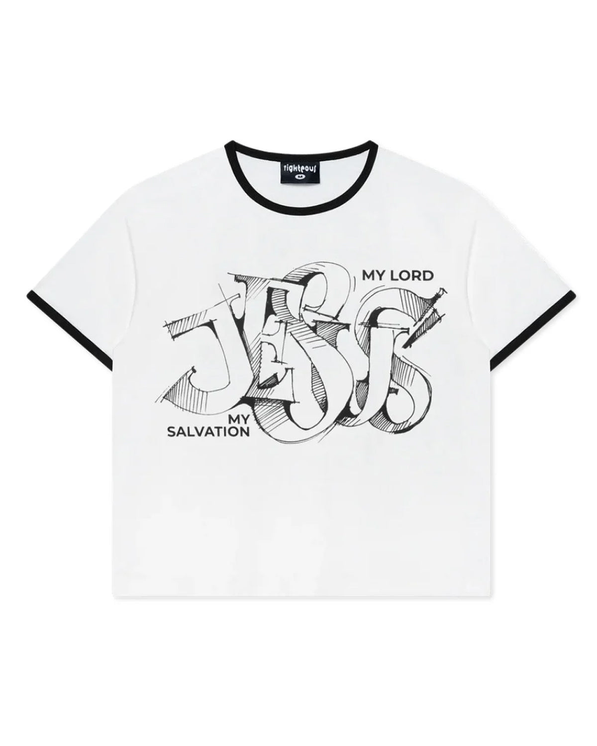 Righteous My Salvation Ringer Tee White