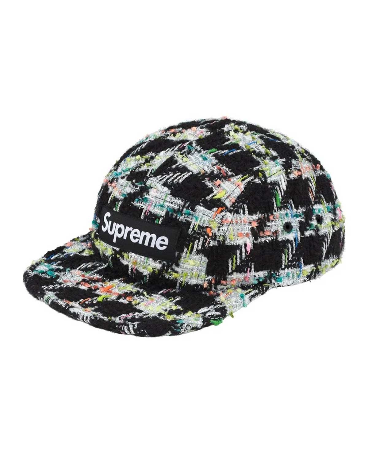 Supreme Metallic Boucle Camp Cap Black