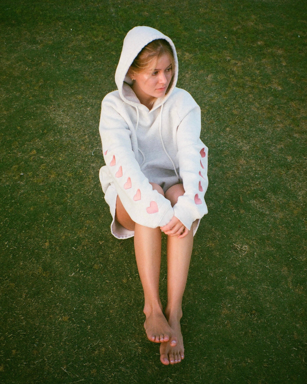 Heart on My Sleeve Oversized Lux Hoodie in Heather Gray