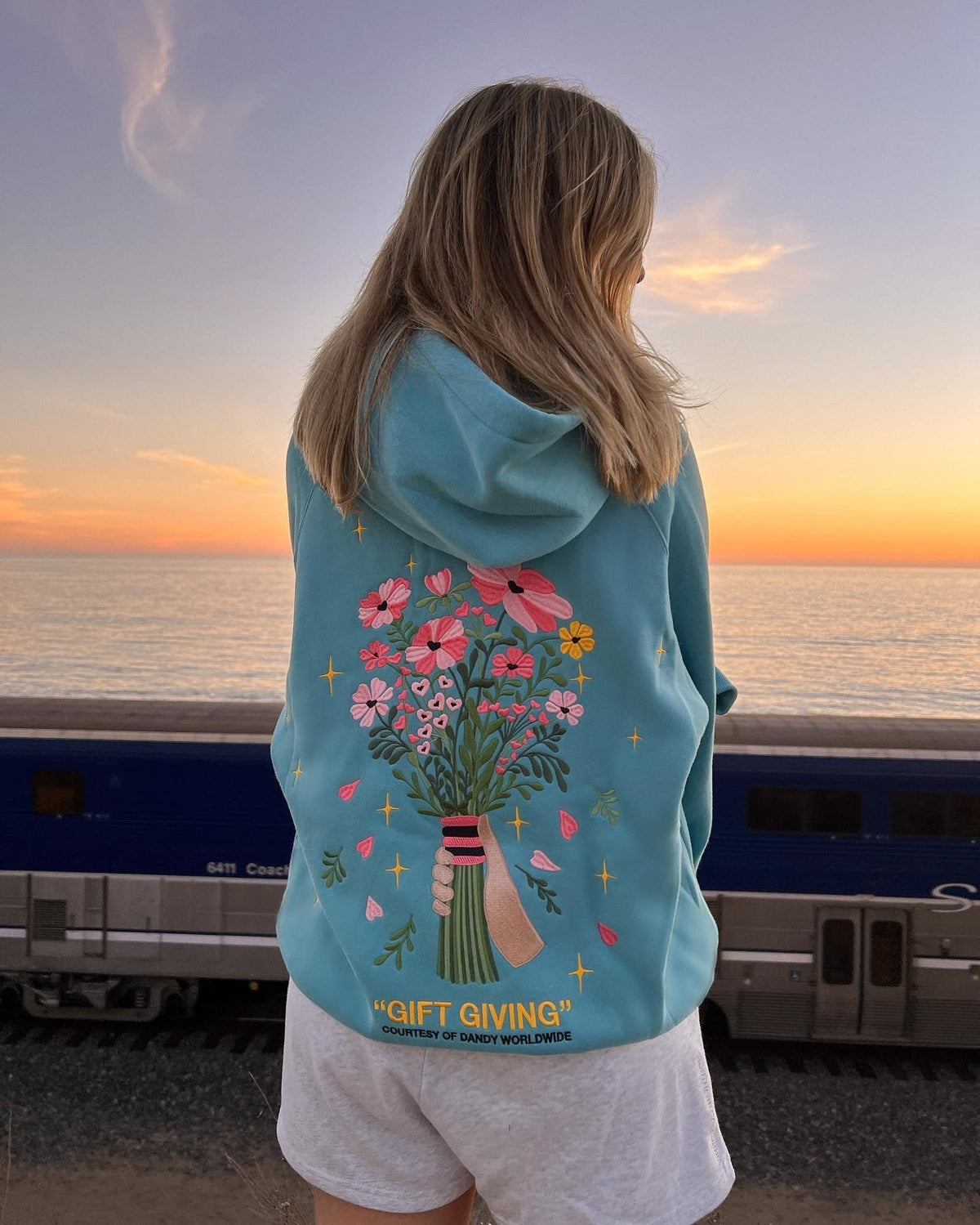 Gift Giving Oversized Lux Hoodie in Blue