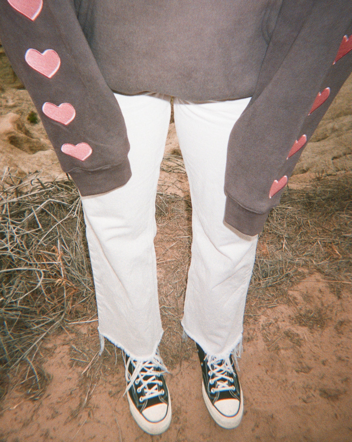 Heart on My Sleeve Oversized Lux Hoodie in Charcoal Gray